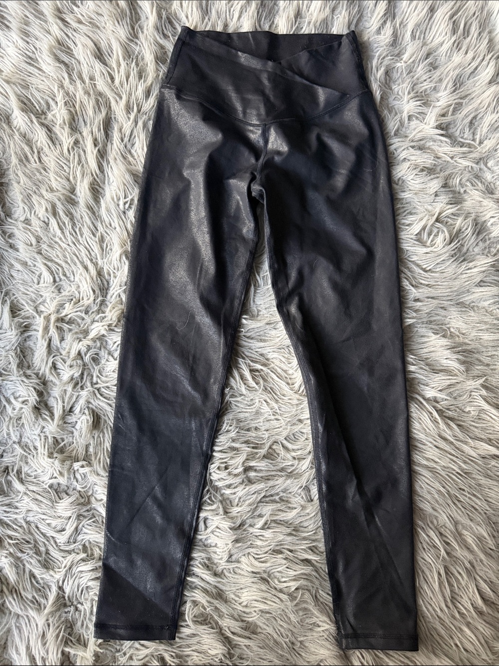 aerie Black Faux Leather-Look Leggings
